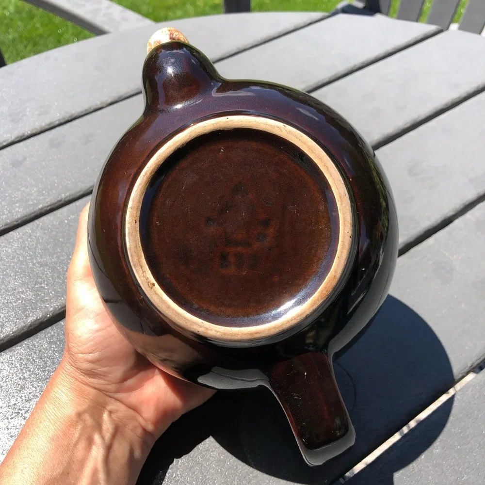 Vintage Pfaltzgraff brown drip glaze teapot MCM
